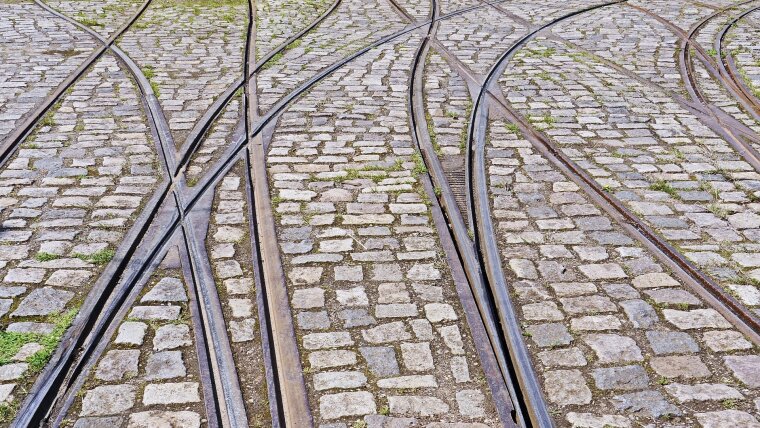 mehrere Straßenbahngleise
